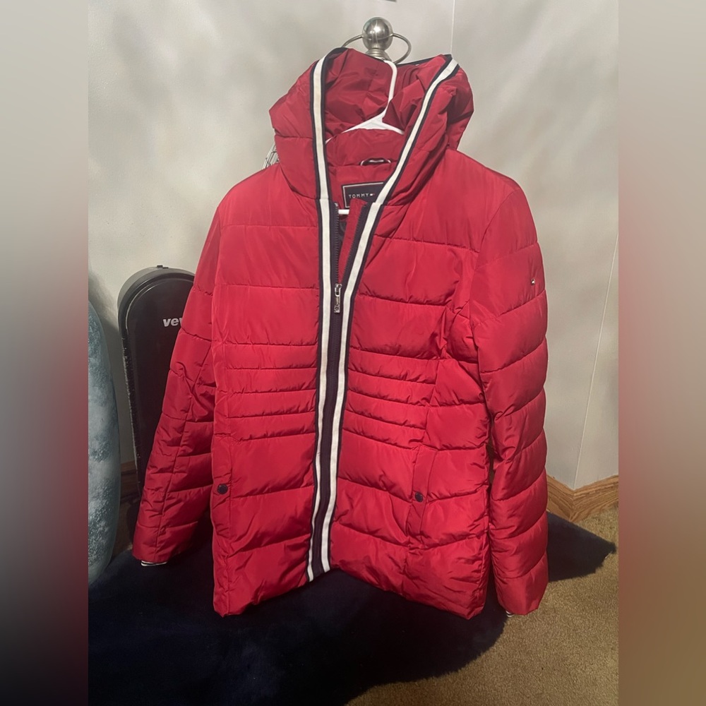 Red Tommy Hilfiger Puffer Jacket